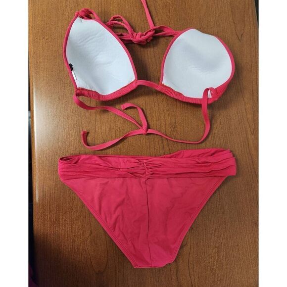 La Blanca XL island gathered halter bikini (redish pink) - Picture 5 of 7